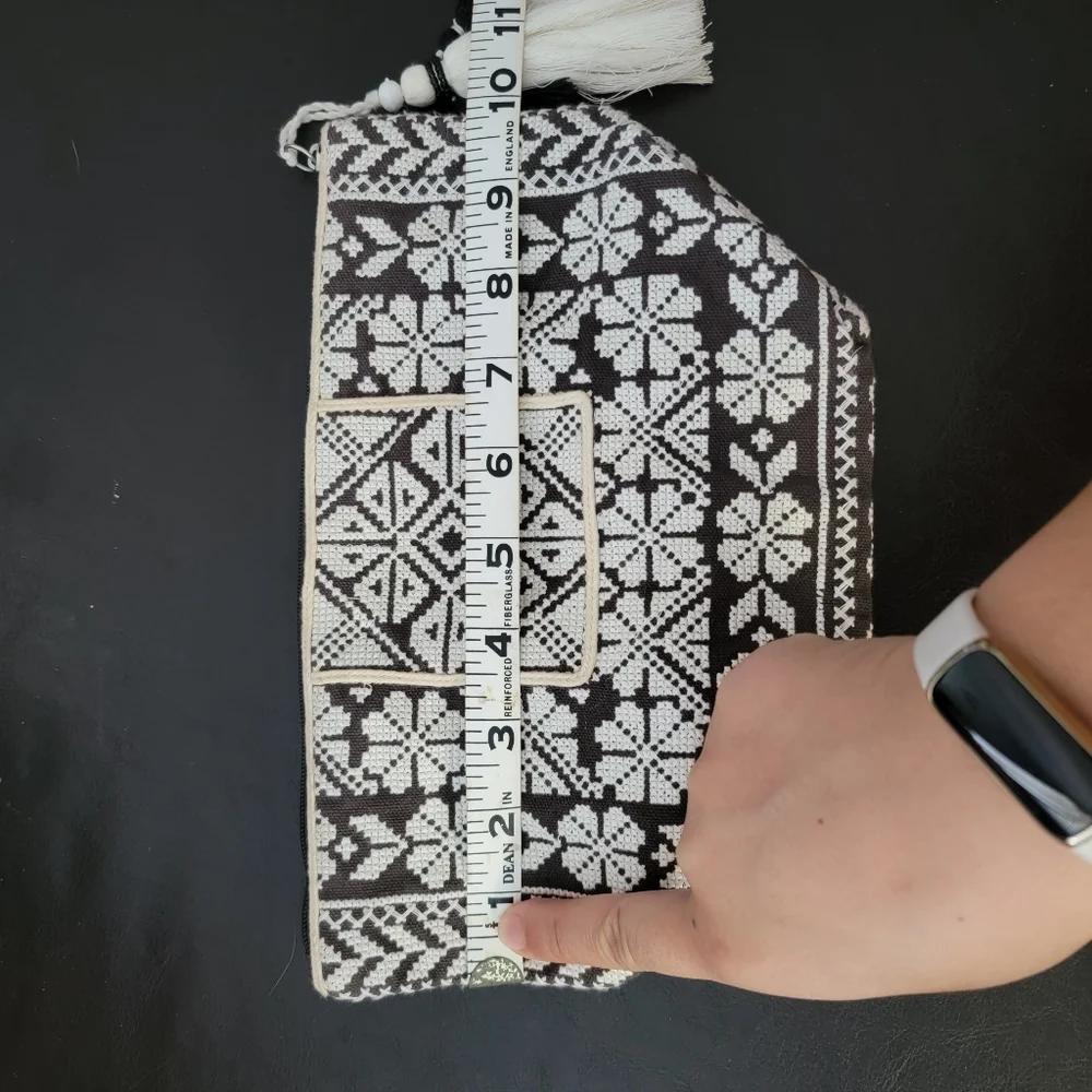 Star Mela woven embroidered fabric zipper pouch